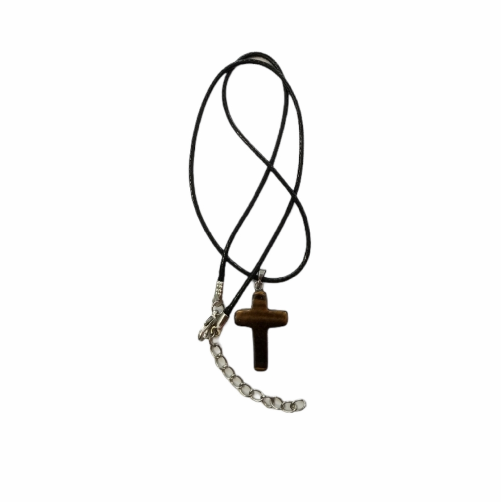 Brand new Pendant Eye of Tiger Cross with Necklace
